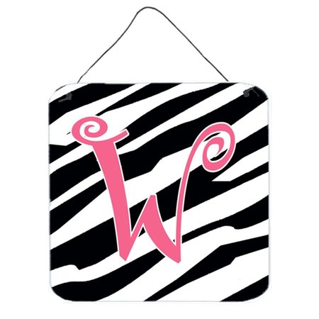 MICASA Letter W Initial Zebra Stripe And Pink Aluminium Metal Wall Or Door Hanging Prints MI10833